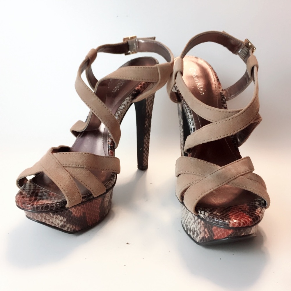 Calvin Klein Kamille Python Platform Stilettos - image 2